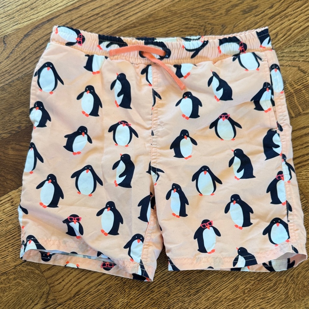 Egg by Susan Lazar Penguin Print Kids Swim Shorts Size 2 years
